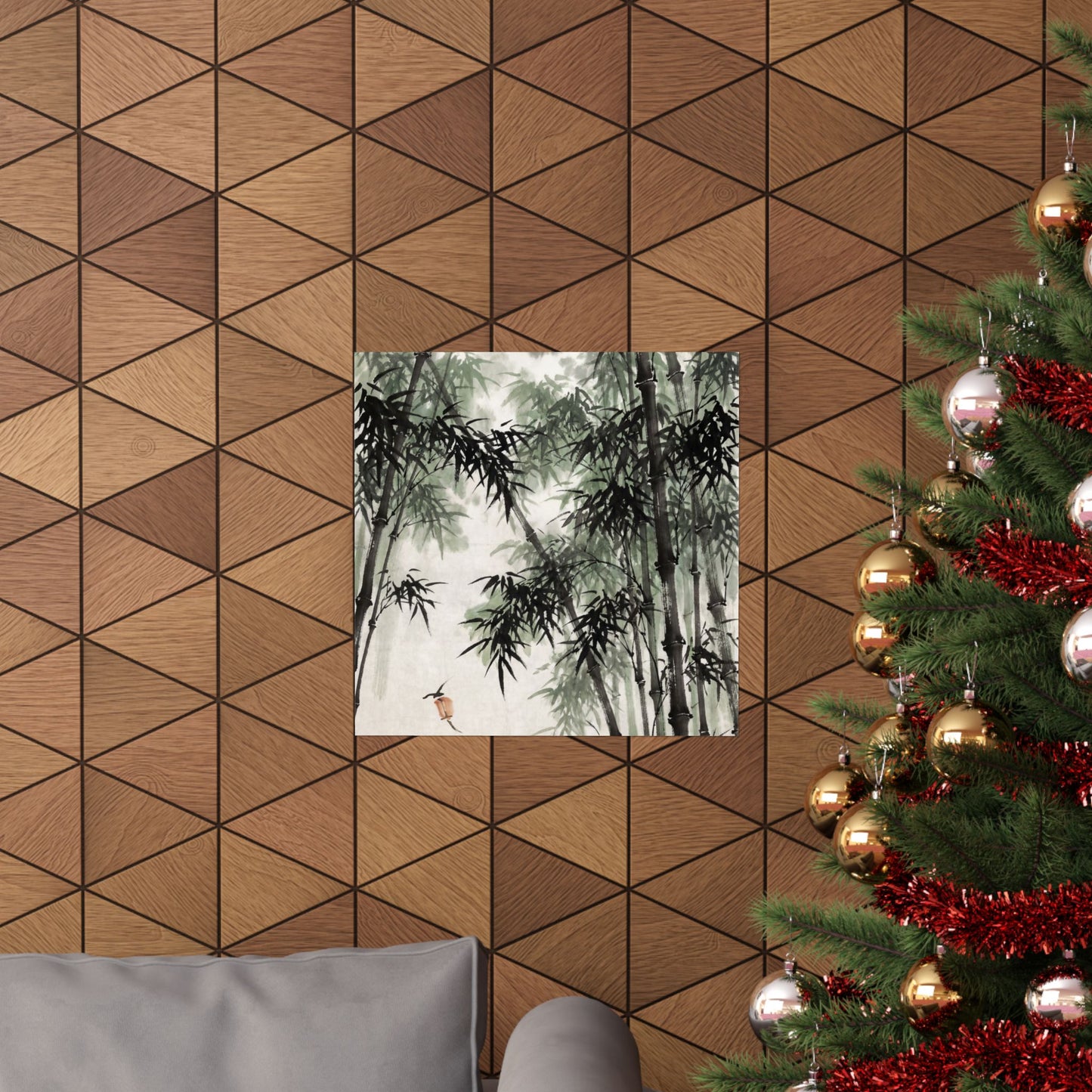 Bamboo Grove Sumi E Wall Art Print | Tranquil Zen Art