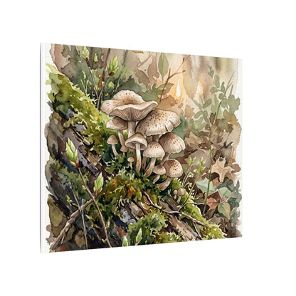 Wild Mushrooms Canvas Art | Spring Japandi Watercolor Art