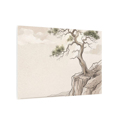 Japandi Pine Tree in Dappled | Minimal Line Canvas Art