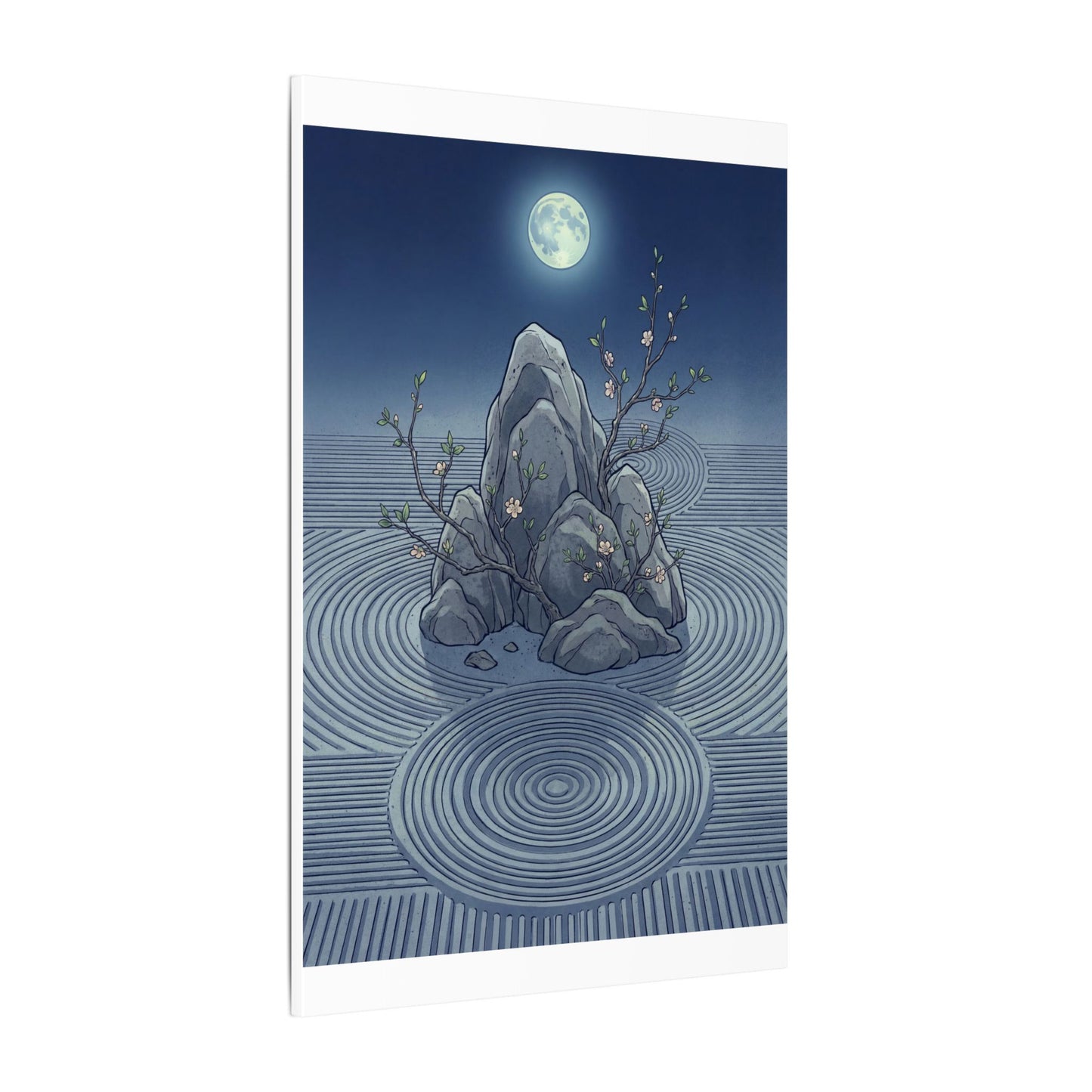 Spring Rock Garden Ukiyo E Inspired Canvas Art | Tranquil Decor