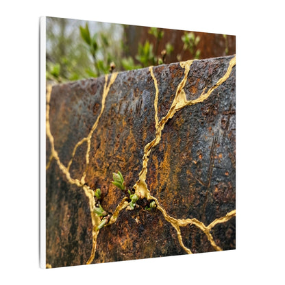 Mono No Aware Rust Patina Canvas Art - Kintsugi Gold Repair