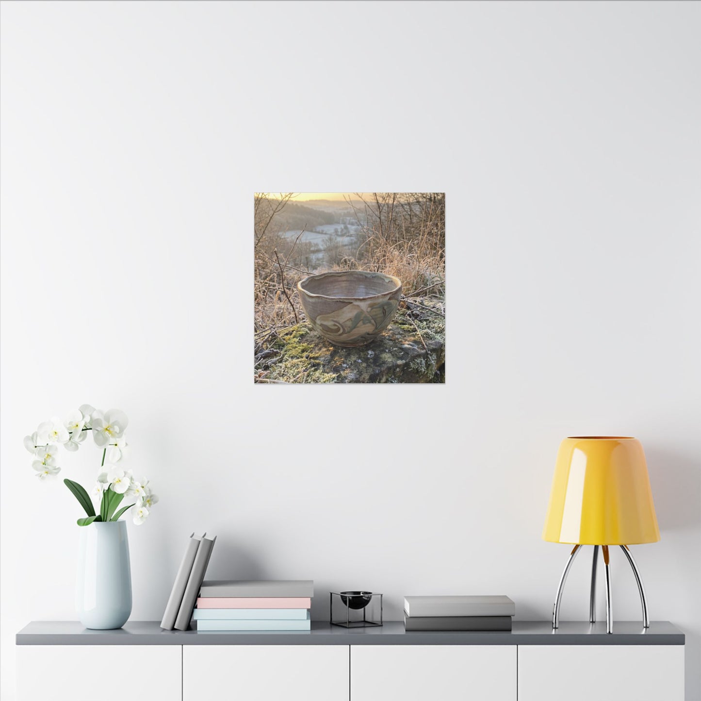 Golden Hour Ceramic Bowl Canvas Art - Japandi Shibui
