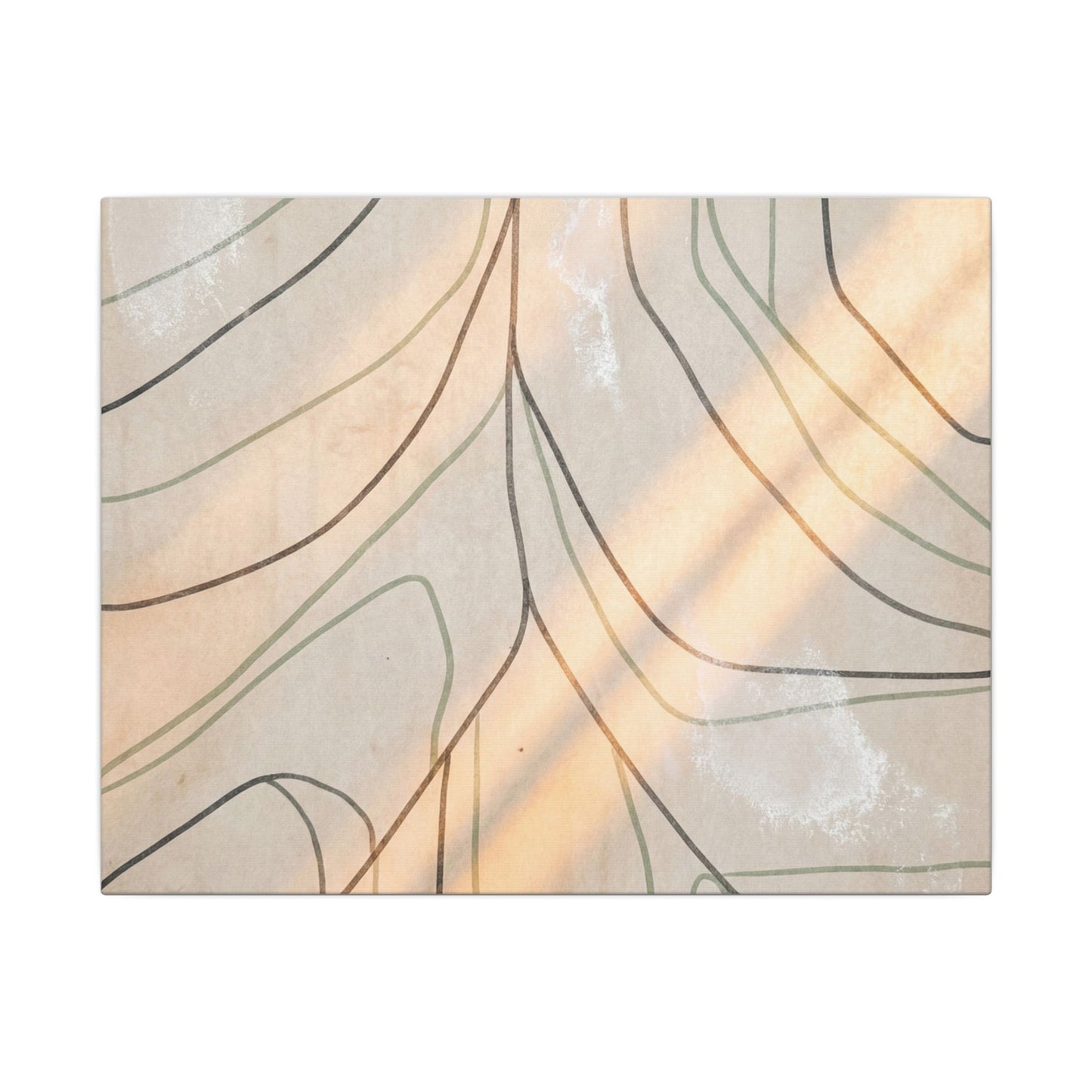 Shoji Screen Minimal Line Canvas Art | Warm Japandi Art Art Print