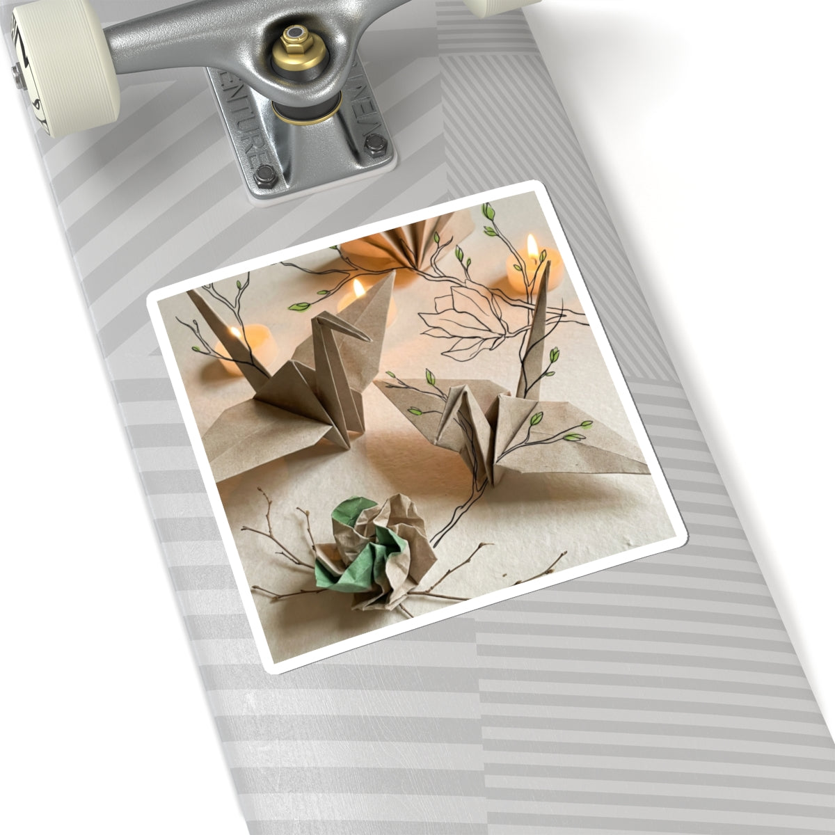 Cozy Paper Fold Sticker - Minimal Line Japandi Art Print