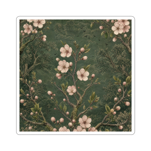 Cherry Blossom Vintage Botanical Sticker | Rustic Cottagecore Art
