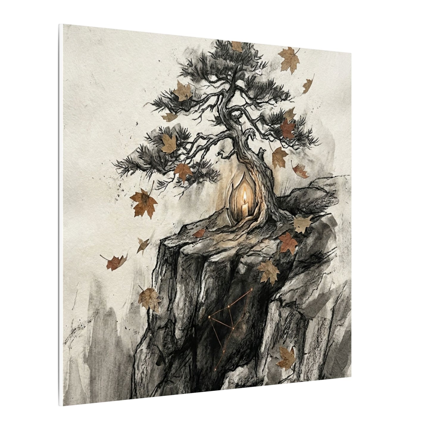 Pine Tree Autumn Canvas Art | Japandi Earthy Design