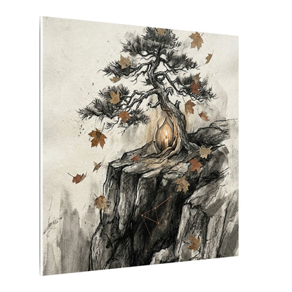Pine Tree Autumn Canvas Art | Japandi Earthy Design