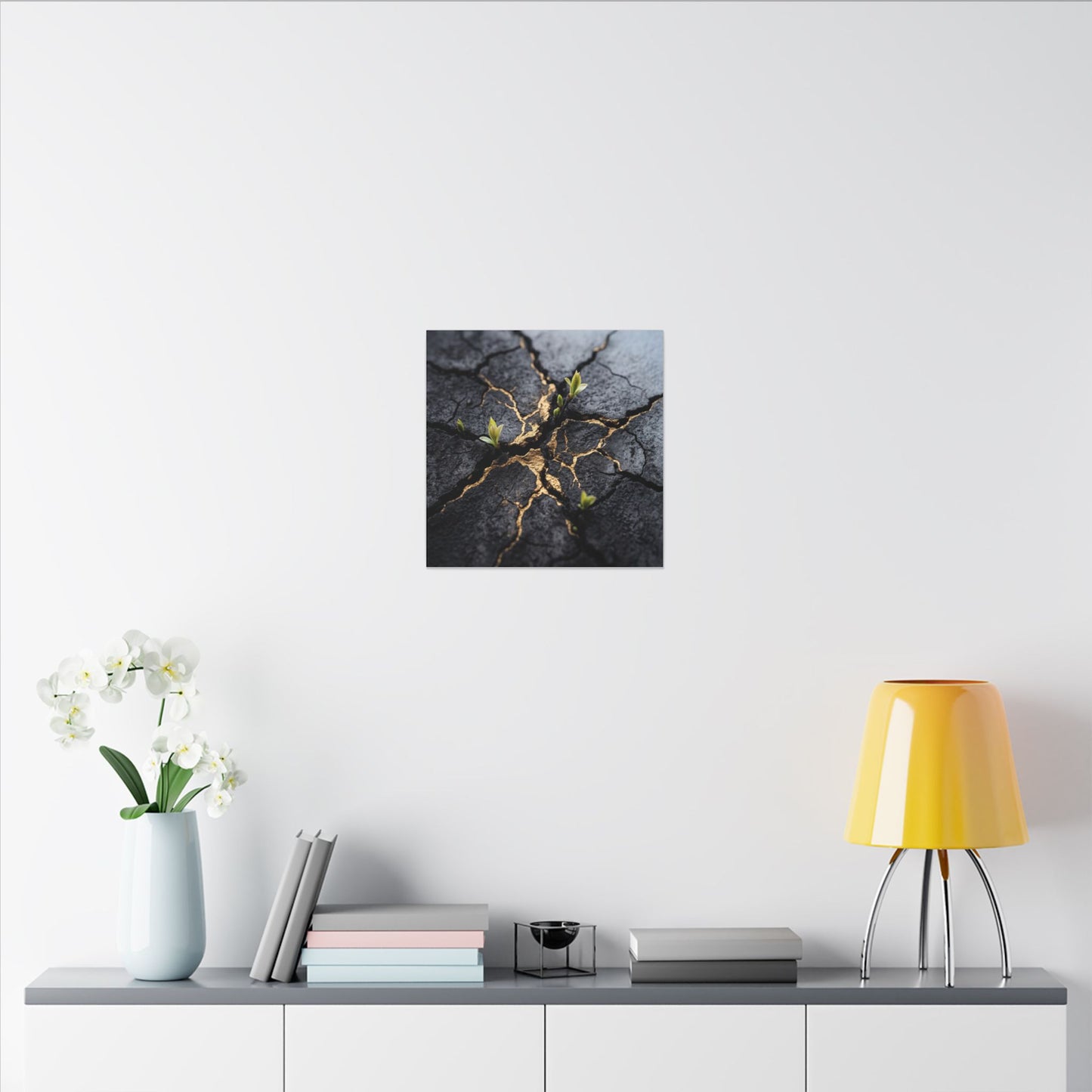 Ma Cracked Earth Canvas Art - Dark Japandi Charcoal Ink