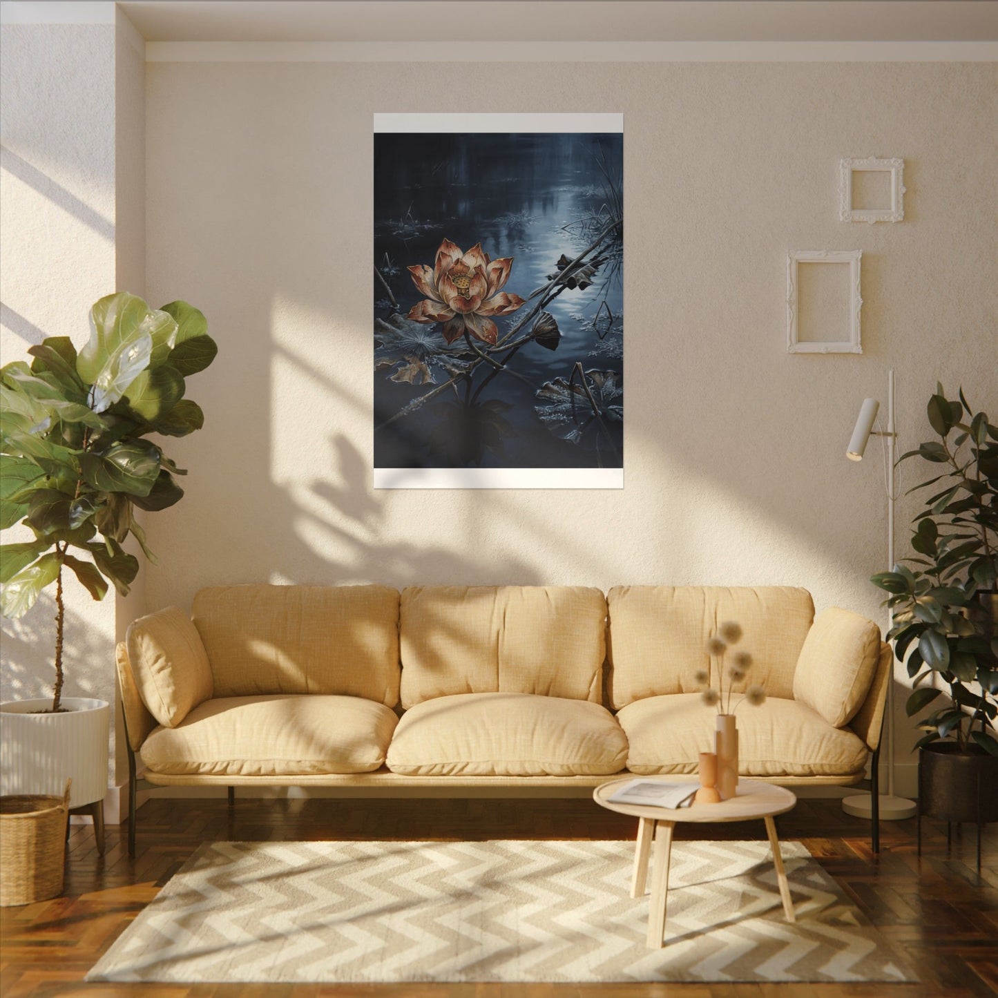 Winter Lotus Flower Broken Beauty Canvas Art | Healing Decor