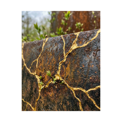 Philosophical Rust Patina Wall Art Print - Gold Repair Kintsugi