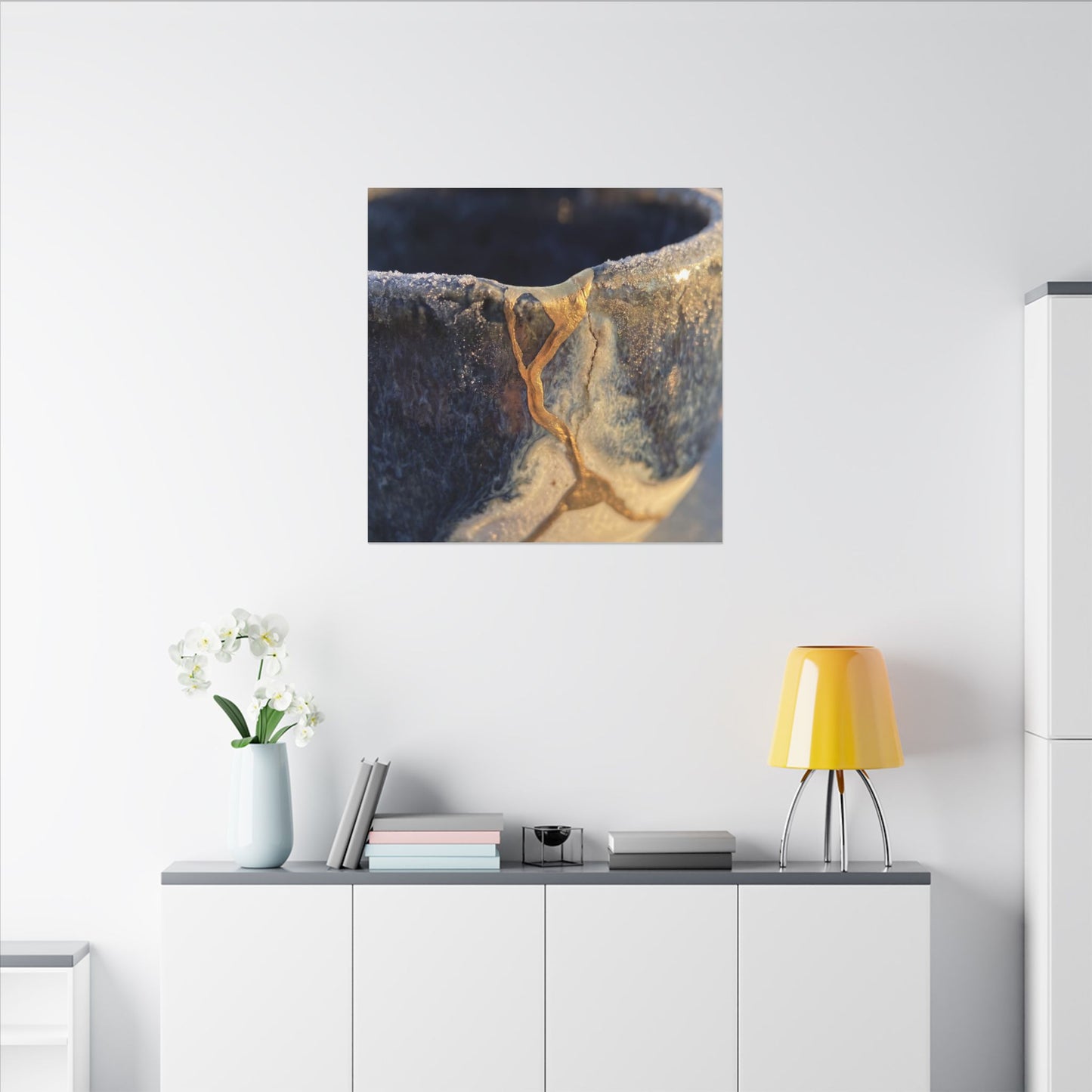 Winter Ceramic Bowl Gold Vein Canvas Art | Healing Decor