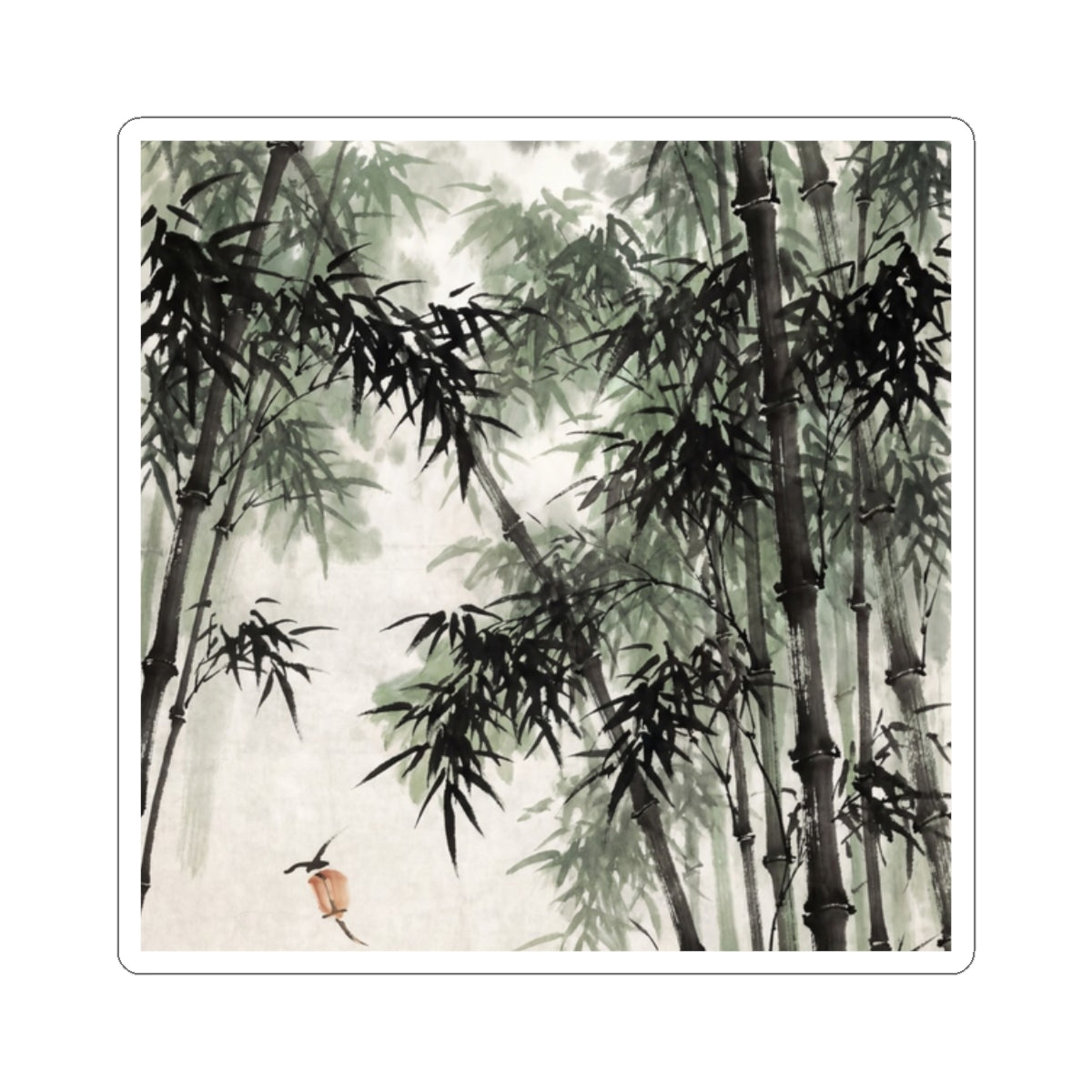 Contemplative Bamboo Grove Sticker - Sumi E Zen Art Print