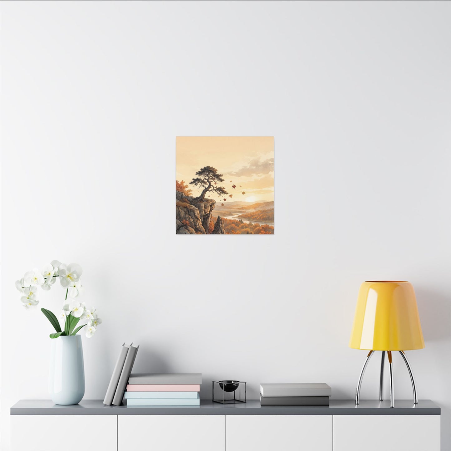 Pine Tree Autumn Canvas Art | Japandi Warm Design