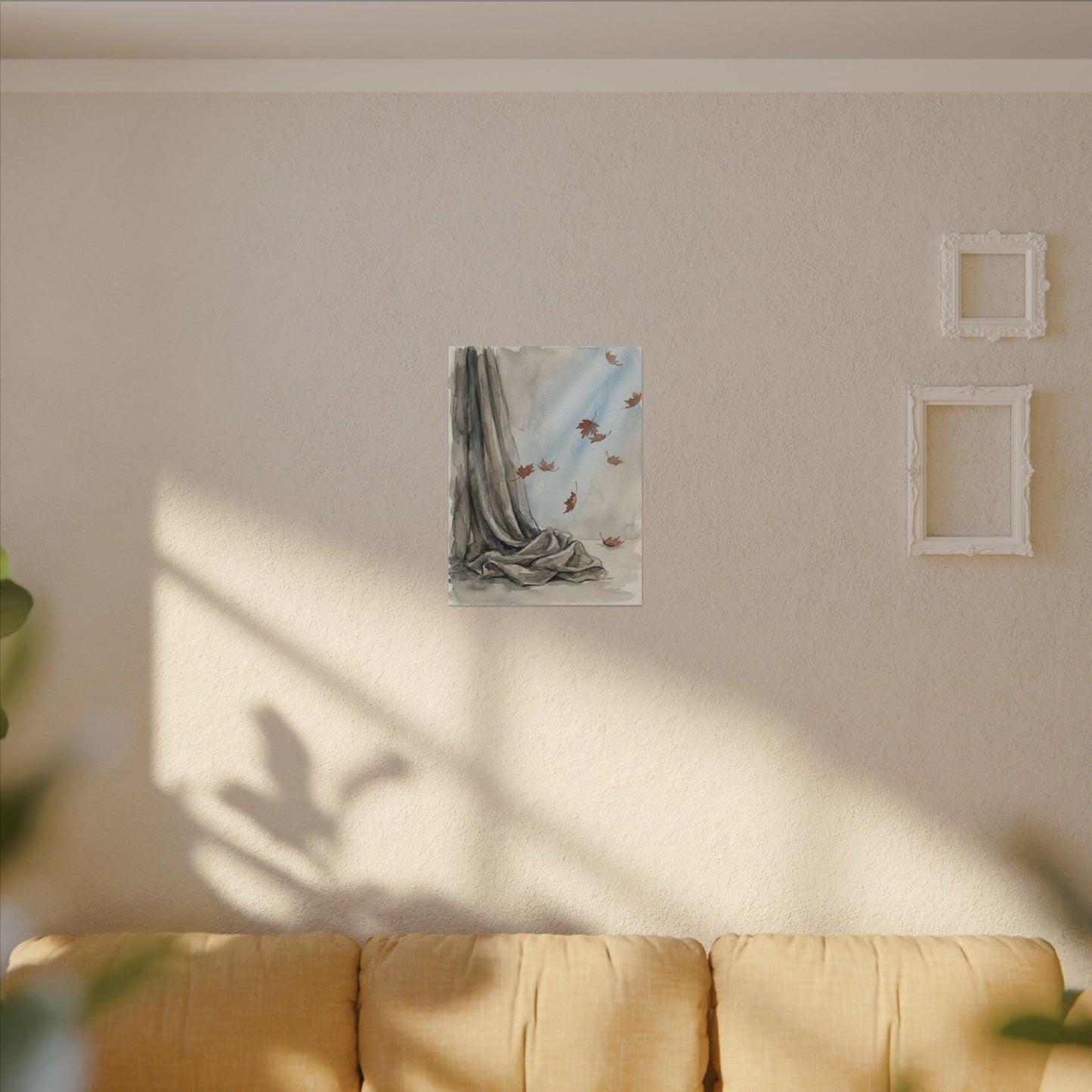 Ma Silk Drape Canvas Art - Japandi Watercolor