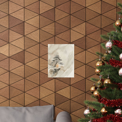 Warm Pine Tree Wall Art Print - Watercolor Japandi