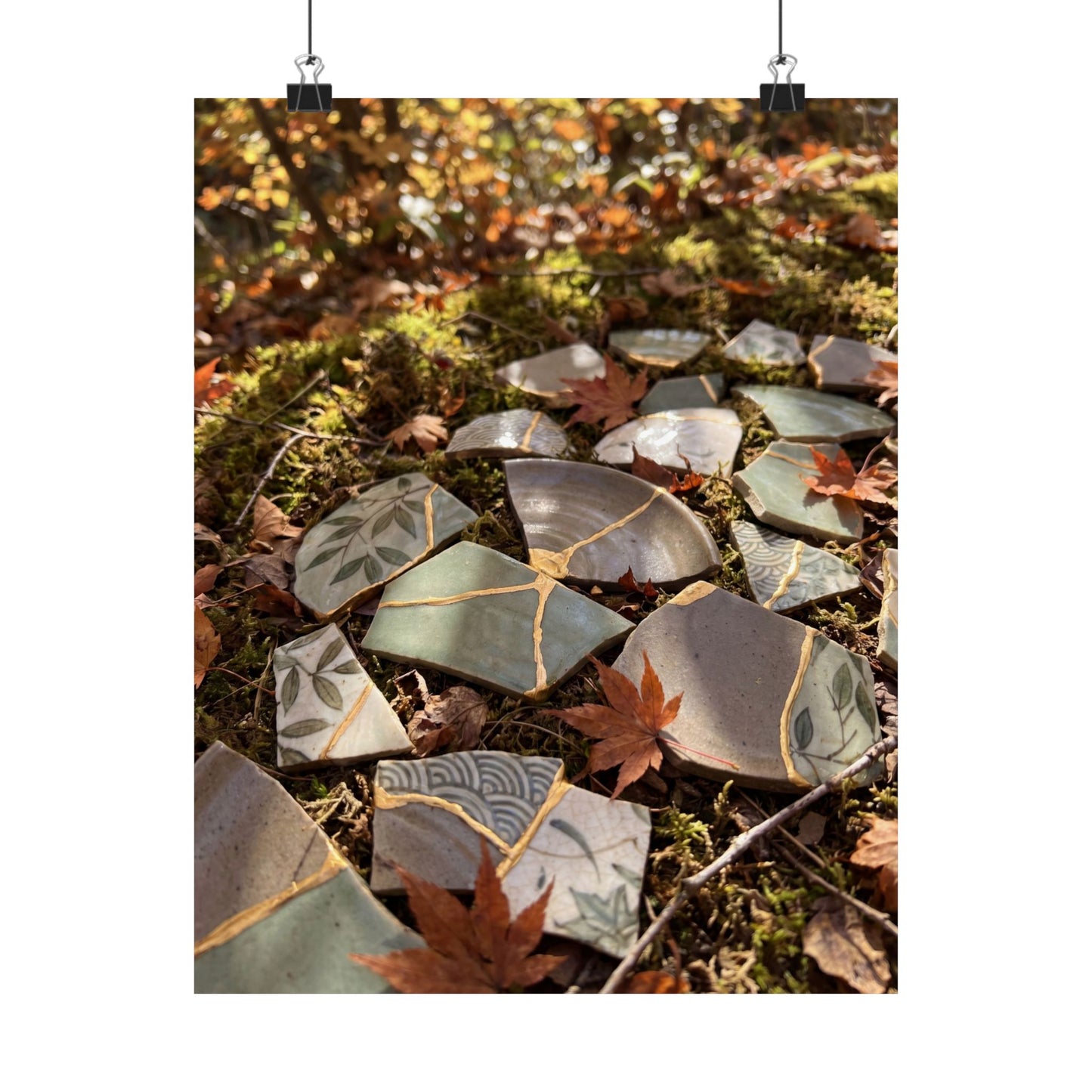 Japandi Broken Pottery in Dappled | Japanese Pattern Wall Art Print