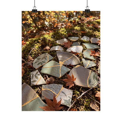 Japandi Broken Pottery in Dappled | Japanese Pattern Wall Art Print