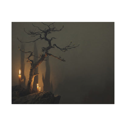 Ma Pine Tree Canvas Art - Dark Japandi Shadow Zen