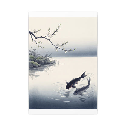 Ma Koi Pond Canvas Art - Zen Ukiyo E Inspired