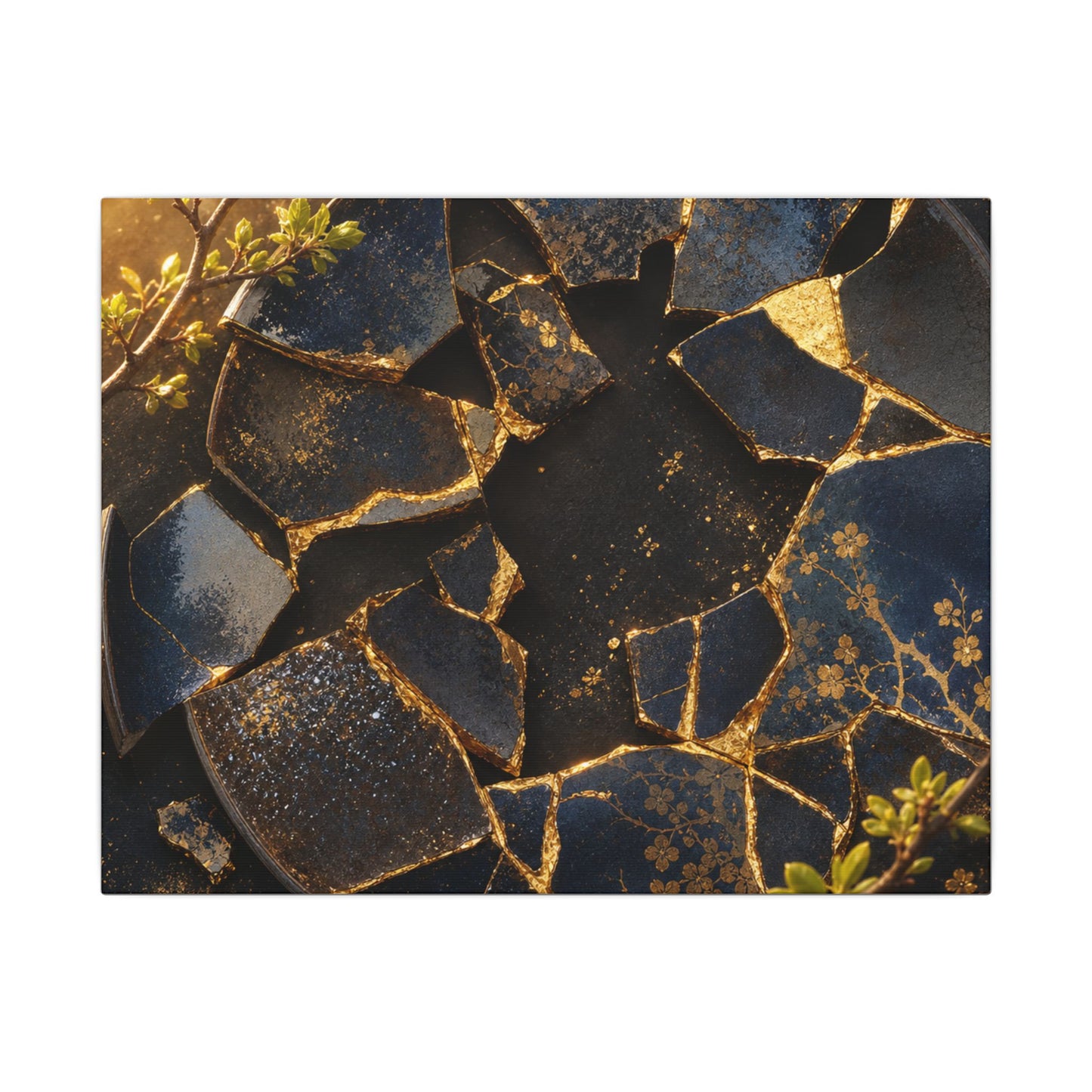 Golden Hour Broken Pottery Canvas Art - Kintsugi Ma