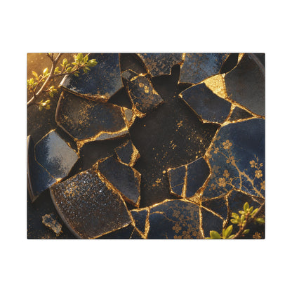 Golden Hour Broken Pottery Canvas Art - Kintsugi Ma