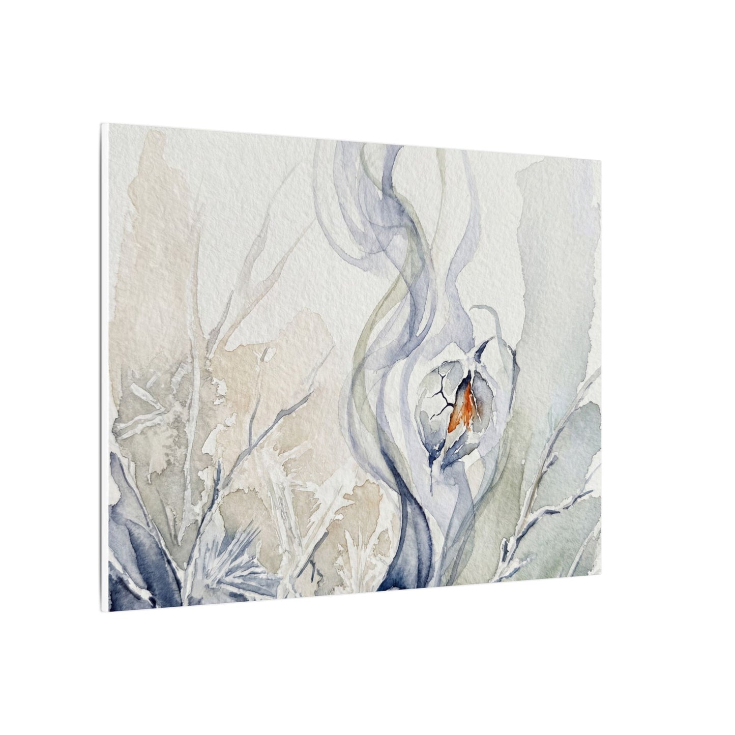 Earthy Incense Smoke Canvas Art - Watercolor Japandi
