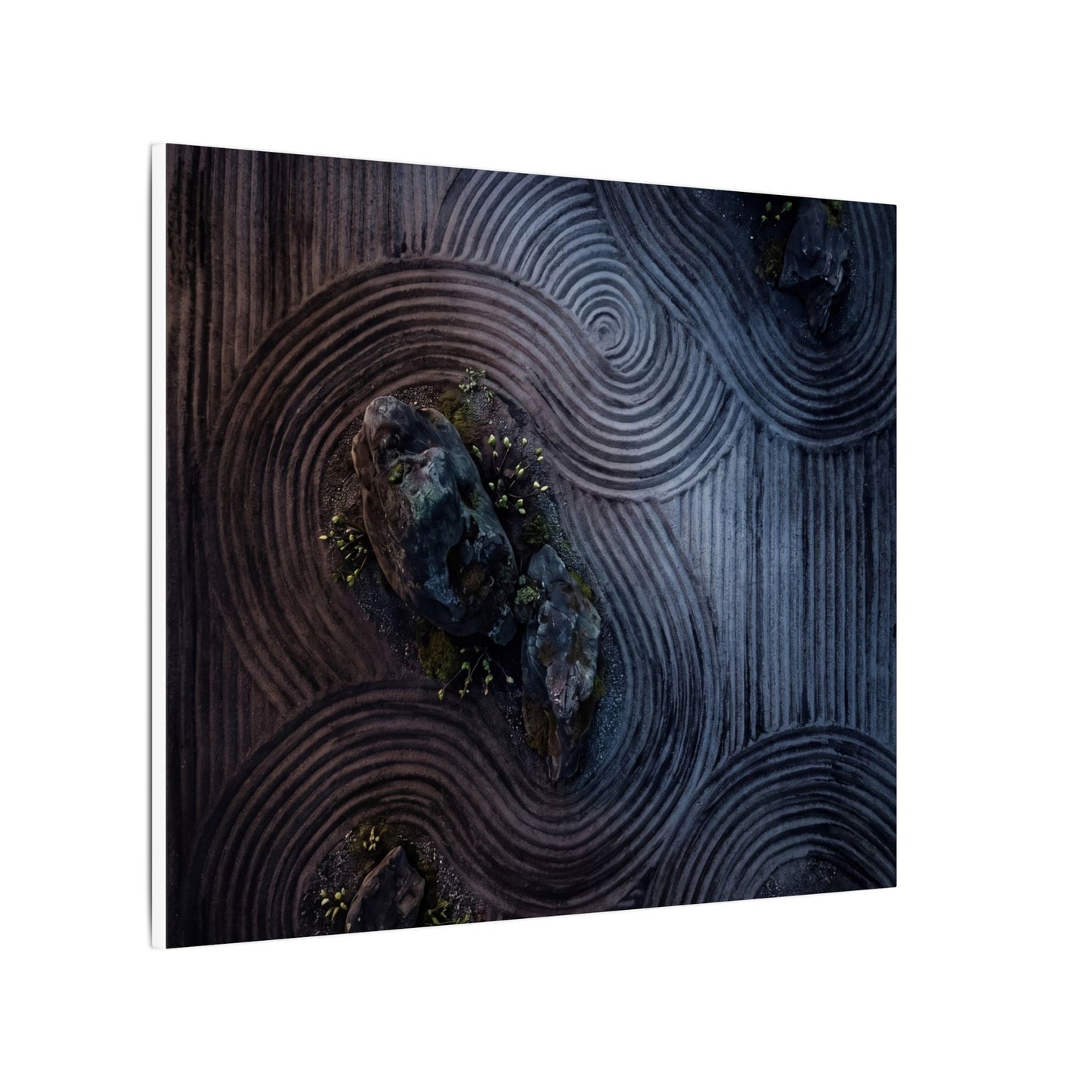 Spring Rock Garden Charcoal Ink Canvas Art | Bold Decor