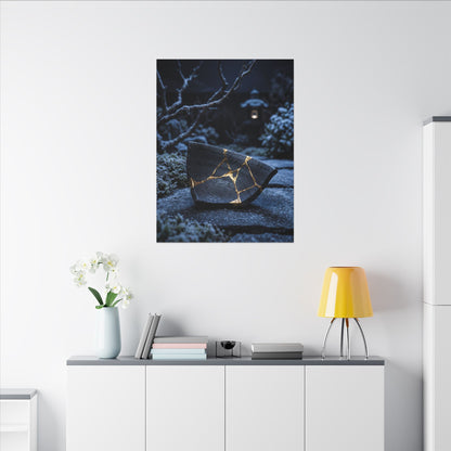 Moonlit Garden Winter Canvas Art | Kintsugi Artful Design