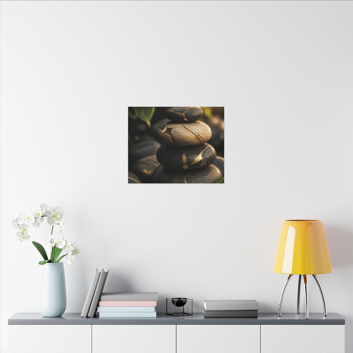 Summer River Stones Broken Beauty Canvas Art | Healing Decor