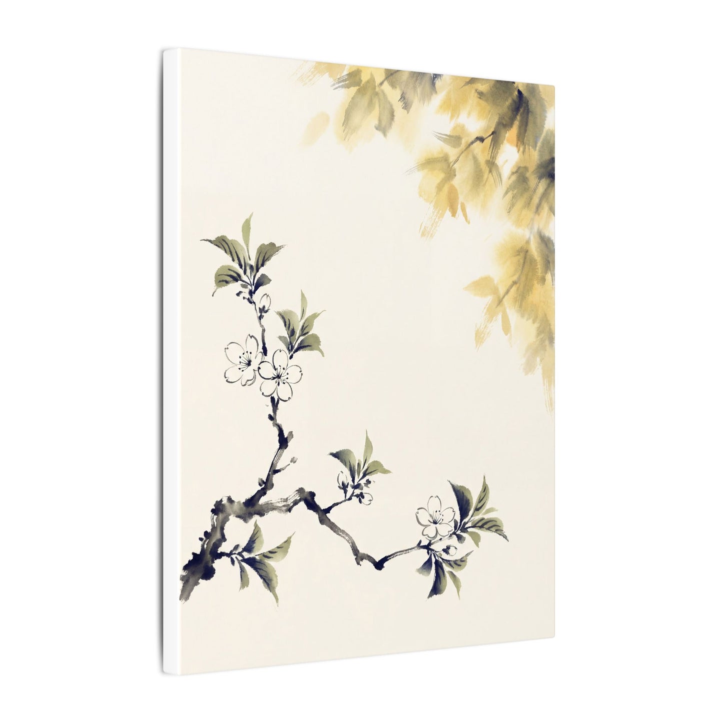 Kanso Cherry Blossom Canvas Art - Zen Sumi E