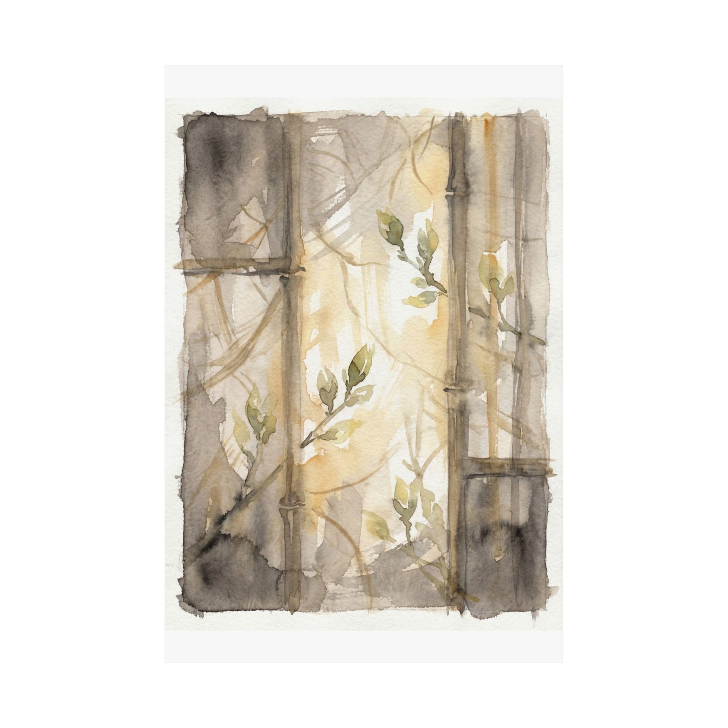 Shoji Screen Spring Wall Art Print | Japandi Neutral Design