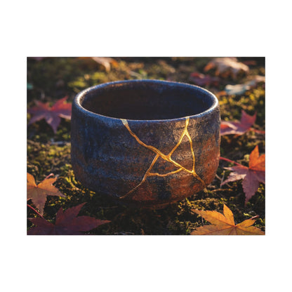 Kanso Moonlit Garden Canvas Art - Kintsugi Gold Repair Art Print