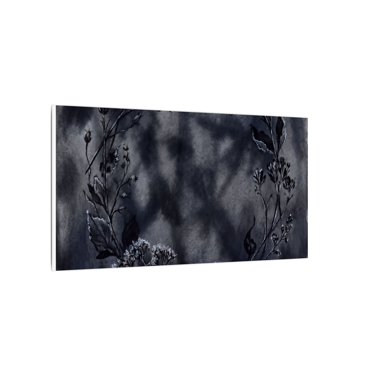 Dried Flowers Canvas Art | Winter Dark Japandi Shadow Zen Art