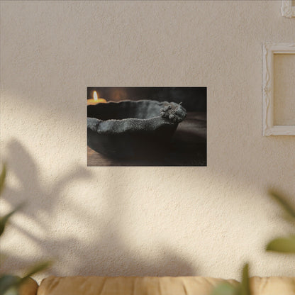 Ceramic Bowl Canvas Art | Winter Dark Japandi Shadow Zen Art