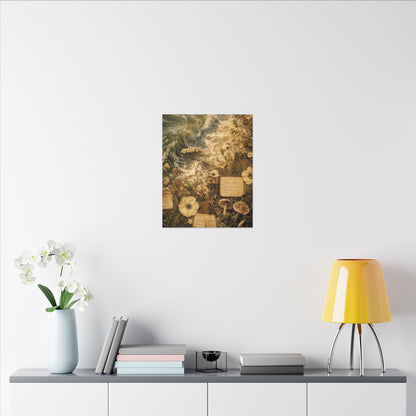 Spring Ocean Wave Herbarium Canvas Art | Nostalgic Decor