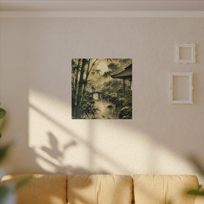 Moonlit Garden Sumi E Canvas Art | Calm Zen Art