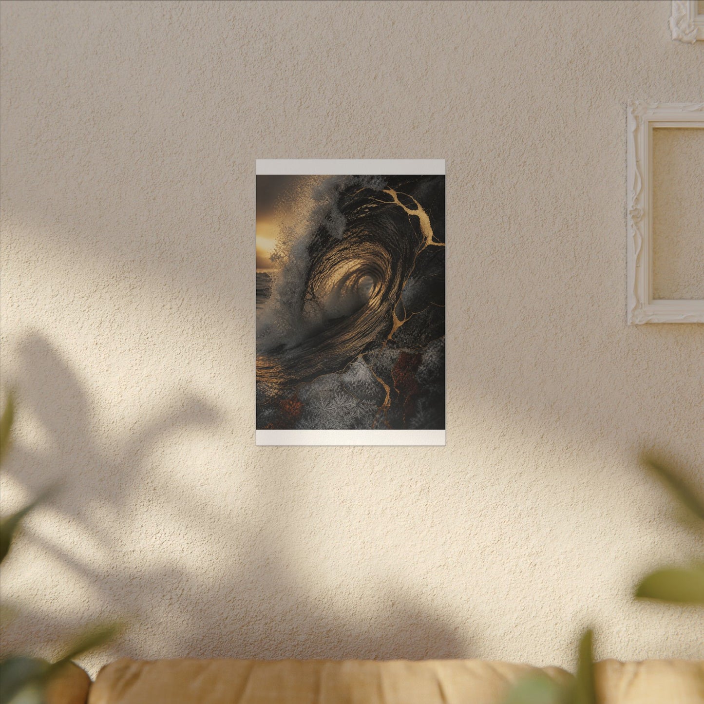 Kanso Ocean Wave Canvas Art - Kintsugi Gold Vein