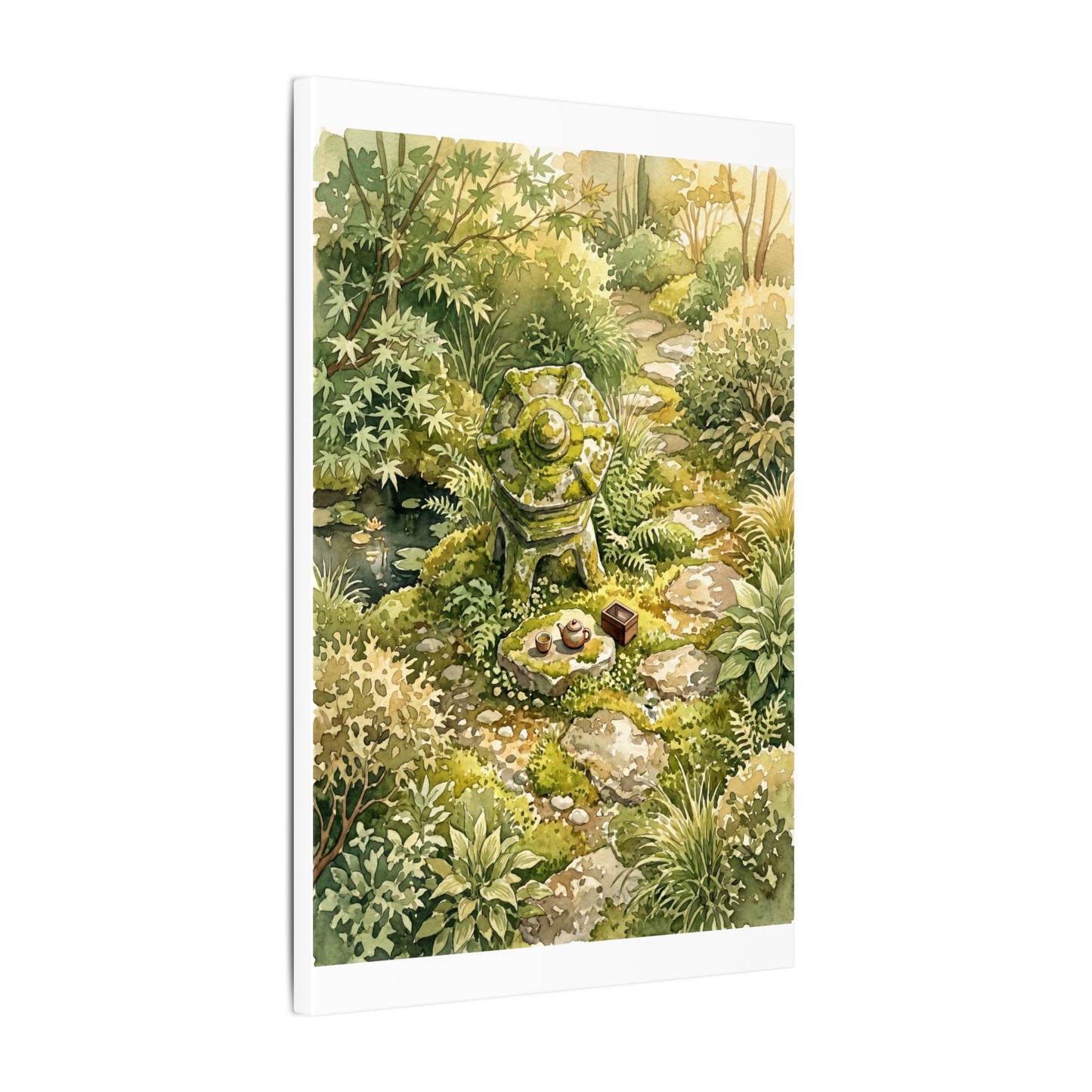 Datsuzoku Stone Lantern Canvas Art - Japandi Watercolor