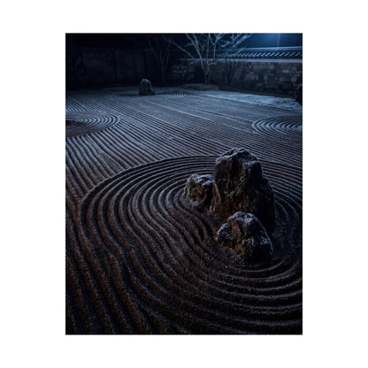 Bold Rock Garden Wall Art Print - Moody Minimal Dark Japandi