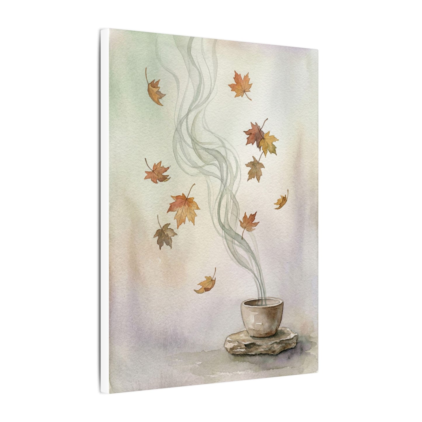 Incense Smoke Canvas Art | Autumn Japandi Watercolor Art