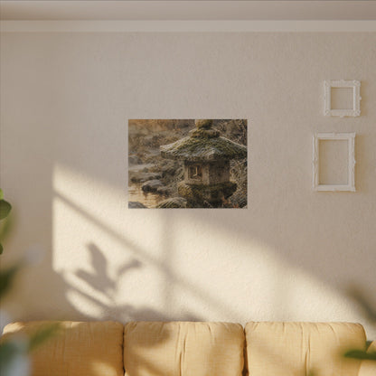 Winter Stone Lantern Watercolor Canvas Art | Earthy Decor