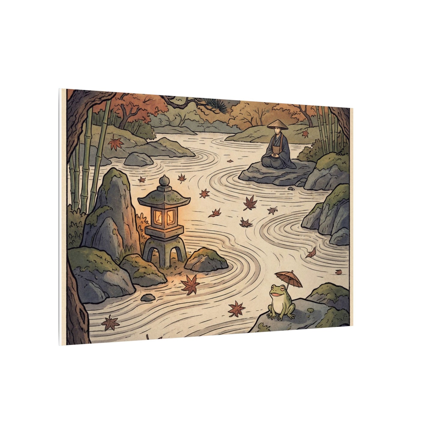 Rock Garden Autumn Canvas Art | Zen Serene Design