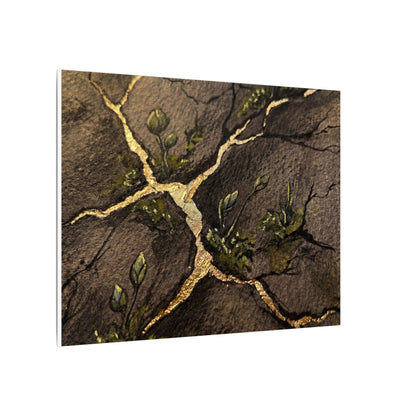 Spring Cracked Earth Charcoal Ink Canvas Art | Luxurious Decor