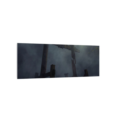 Dark Japandi Torii Gate in Dappled | Moody Minimal Canvas Art