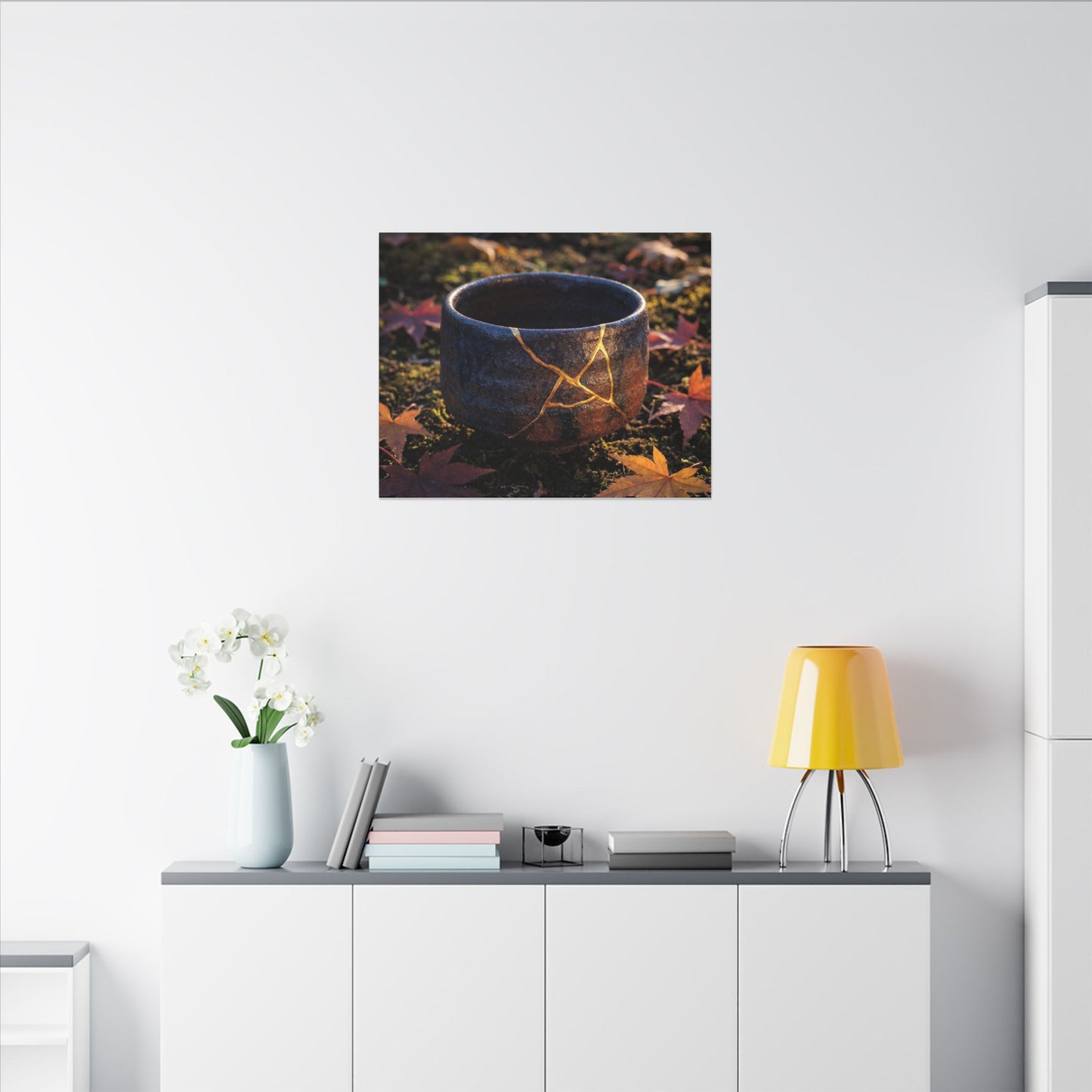 Kanso Moonlit Garden Canvas Art - Kintsugi Gold Repair