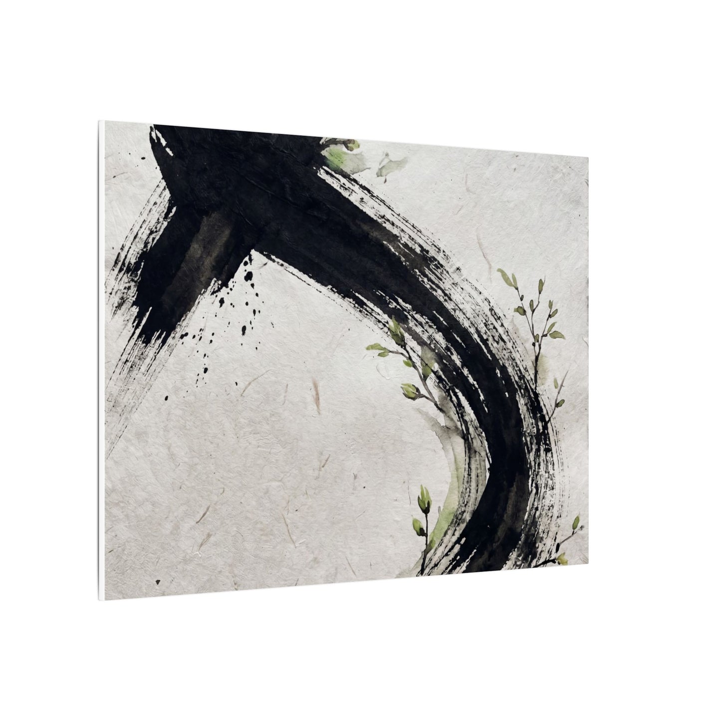 Ink Brushstroke Spring Canvas Art | Dark Japandi Sophisticated Design
