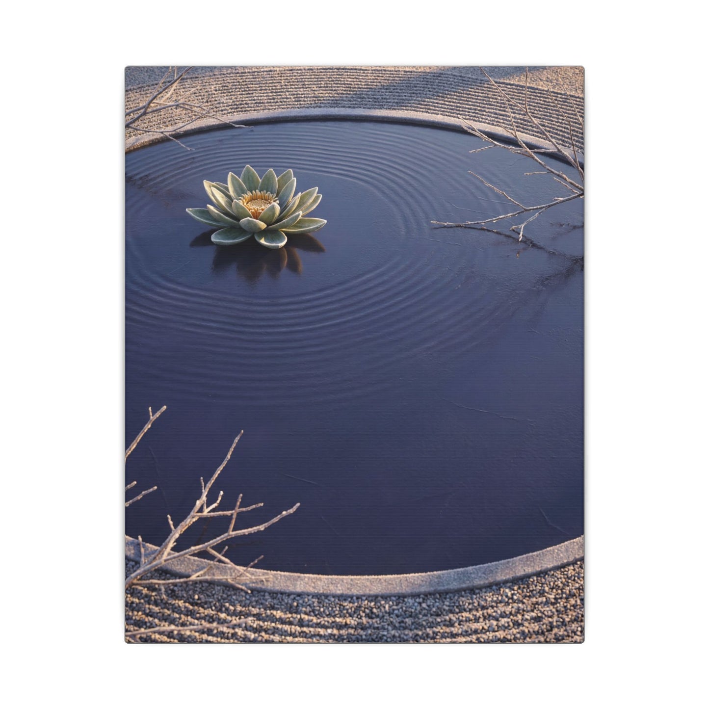 Lotus Flower Canvas Art | Winter Zen Karesansui Art