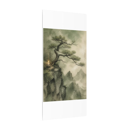 Candlelight Pine Tree Canvas Art - Japandi Kanso