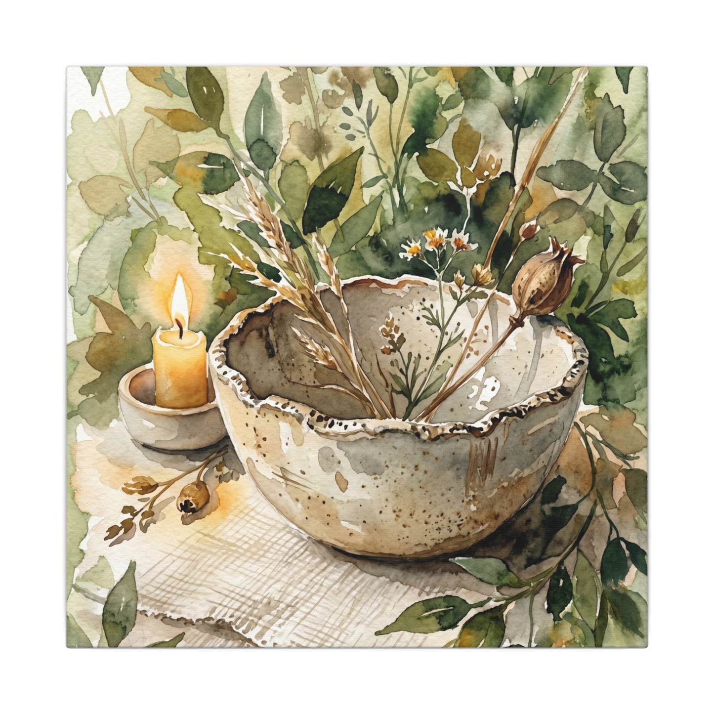Ceramic Bowl Summer Canvas Art | Japandi Elegant Design
