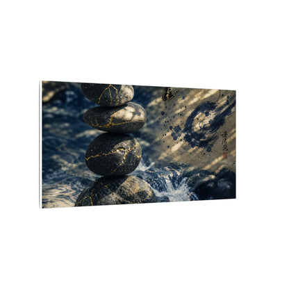 Kintsugi River Stones in Dappled | Broken Beauty Canvas Art
